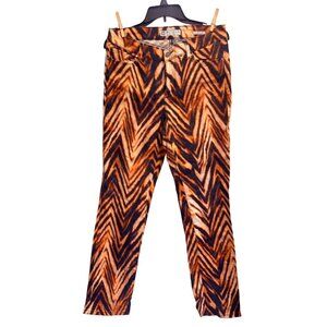 Anne Klein Animal Print Stretch Straight Leg Tiger Stripe Size 10